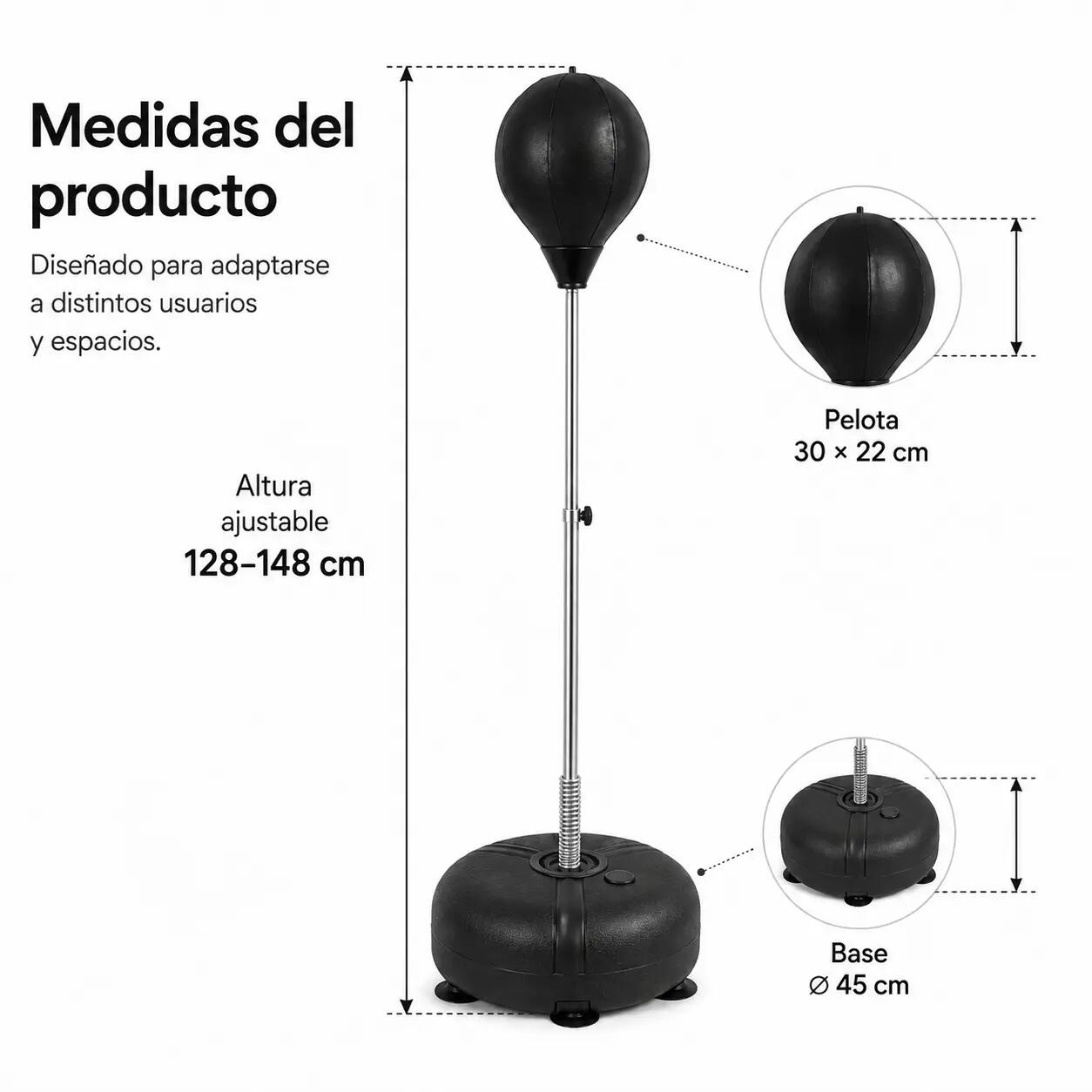 Sac de boxe sur pied ajustable avec base remplissable 7/7