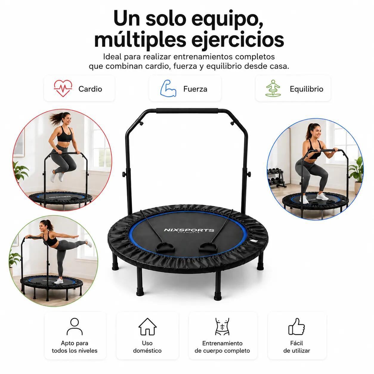 Trampoline fitness 3 en 1 avec barre réglable 6/7
