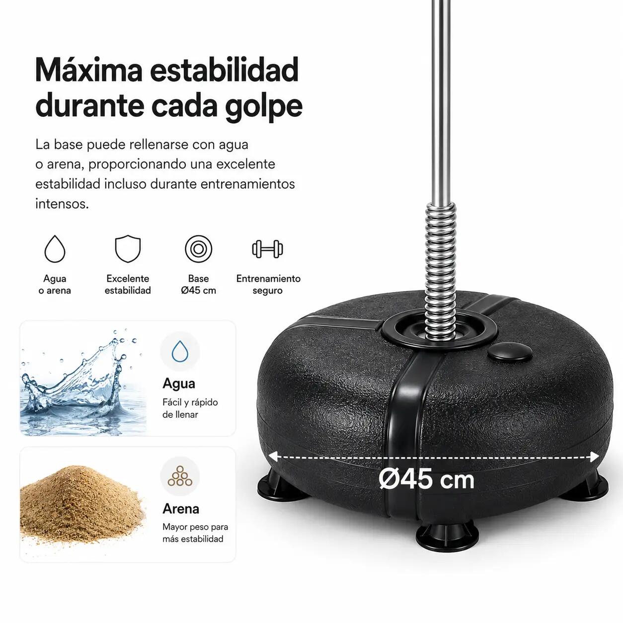 Sac de boxe sur pied ajustable avec base remplissable 5/7