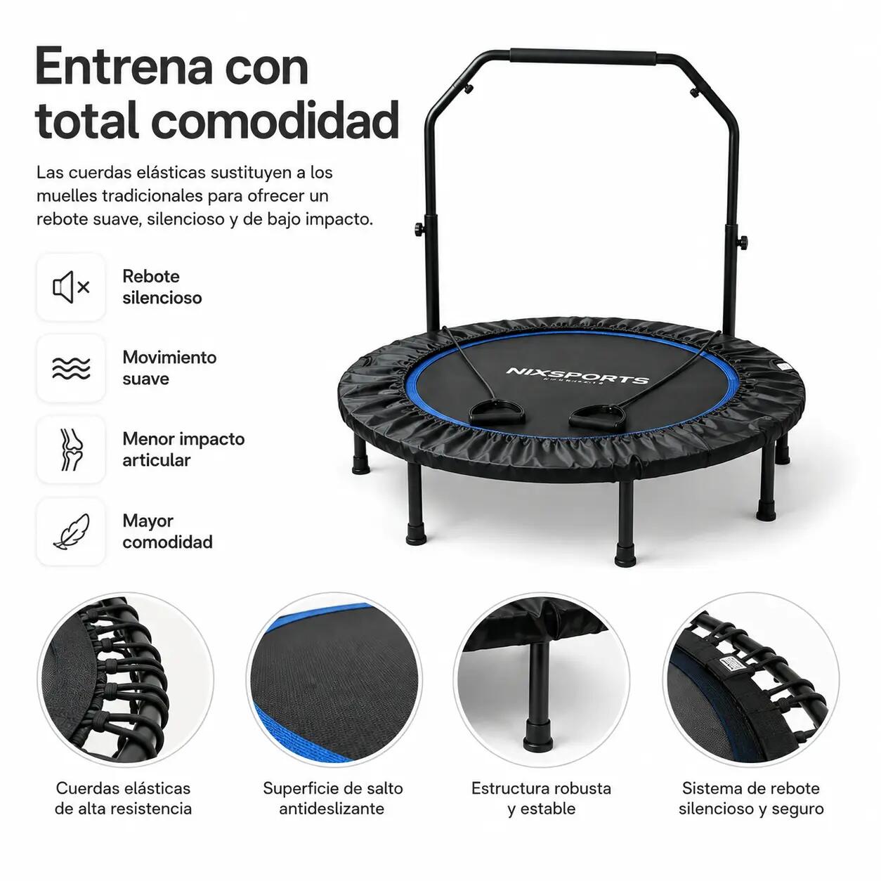 Trampoline fitness 3 en 1 avec barre réglable 4/7