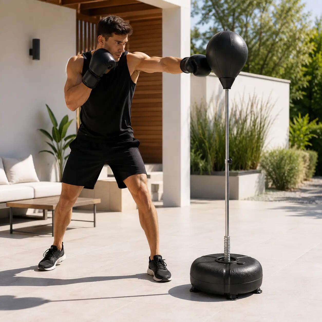 Sac de boxe sur pied ajustable avec base remplissable 3/7