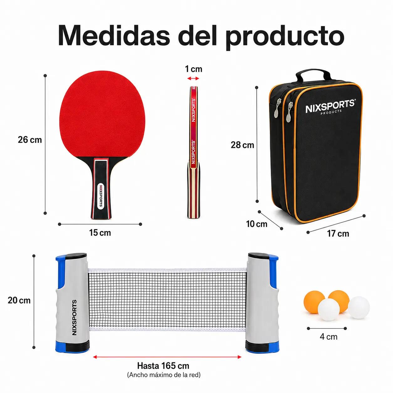 Tragbares Tischtennis-Set mit einziehbarem Netz 2 Schläger 7/7