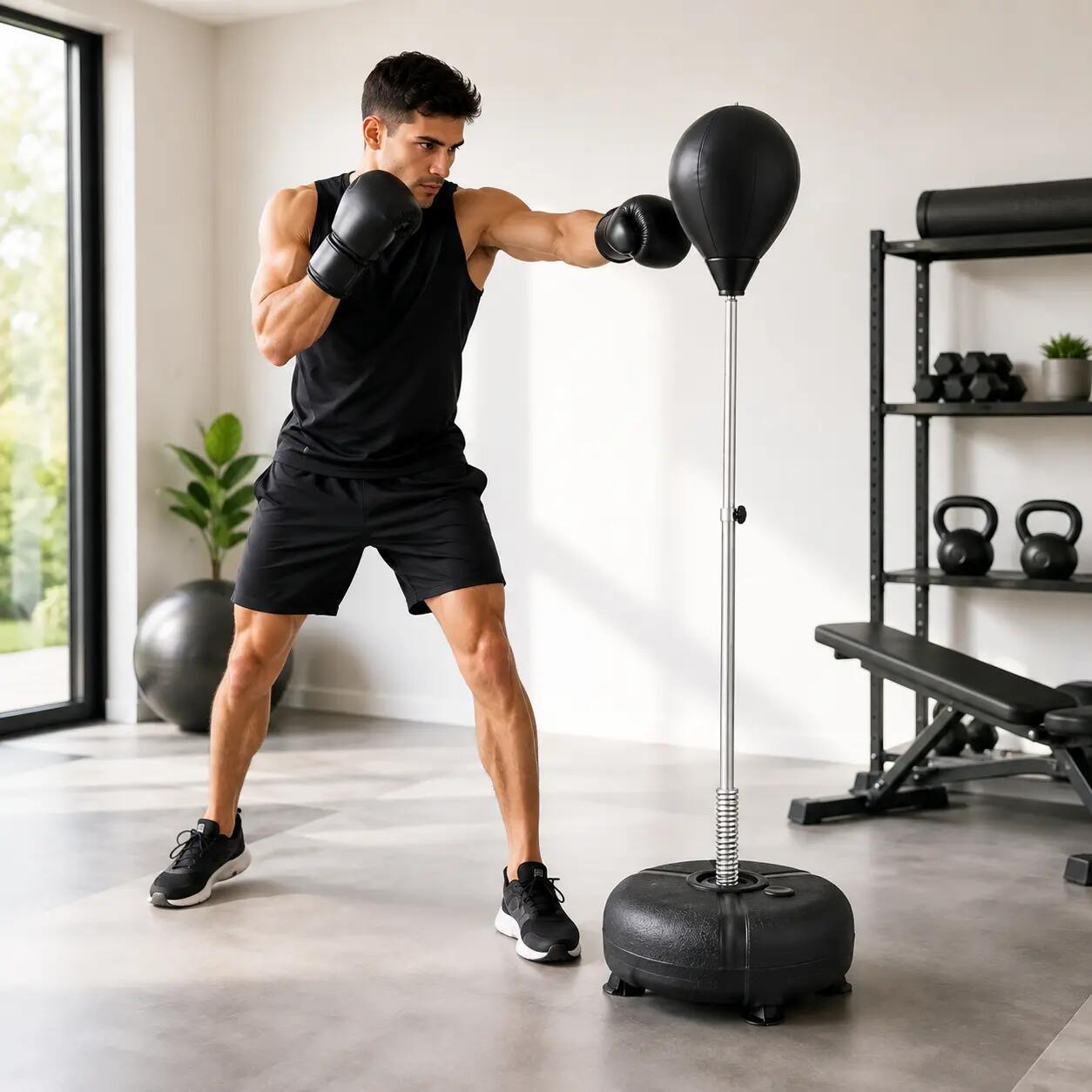 Sac de boxe sur pied ajustable avec base remplissable 2/7
