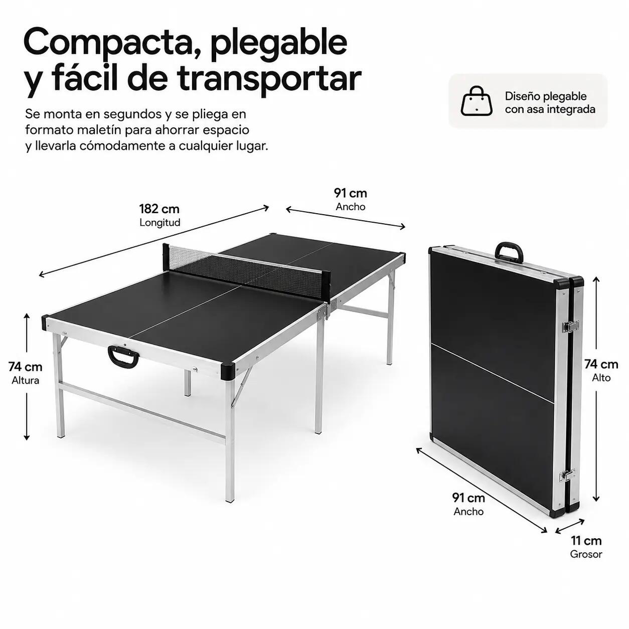 Table de ping-pong pliante avec filet 182x91 cm 5/7