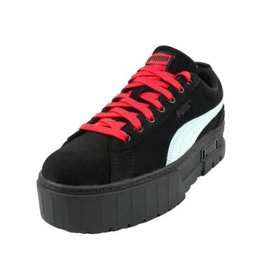 Dames mayze dua lipa leren trainers (zwart)