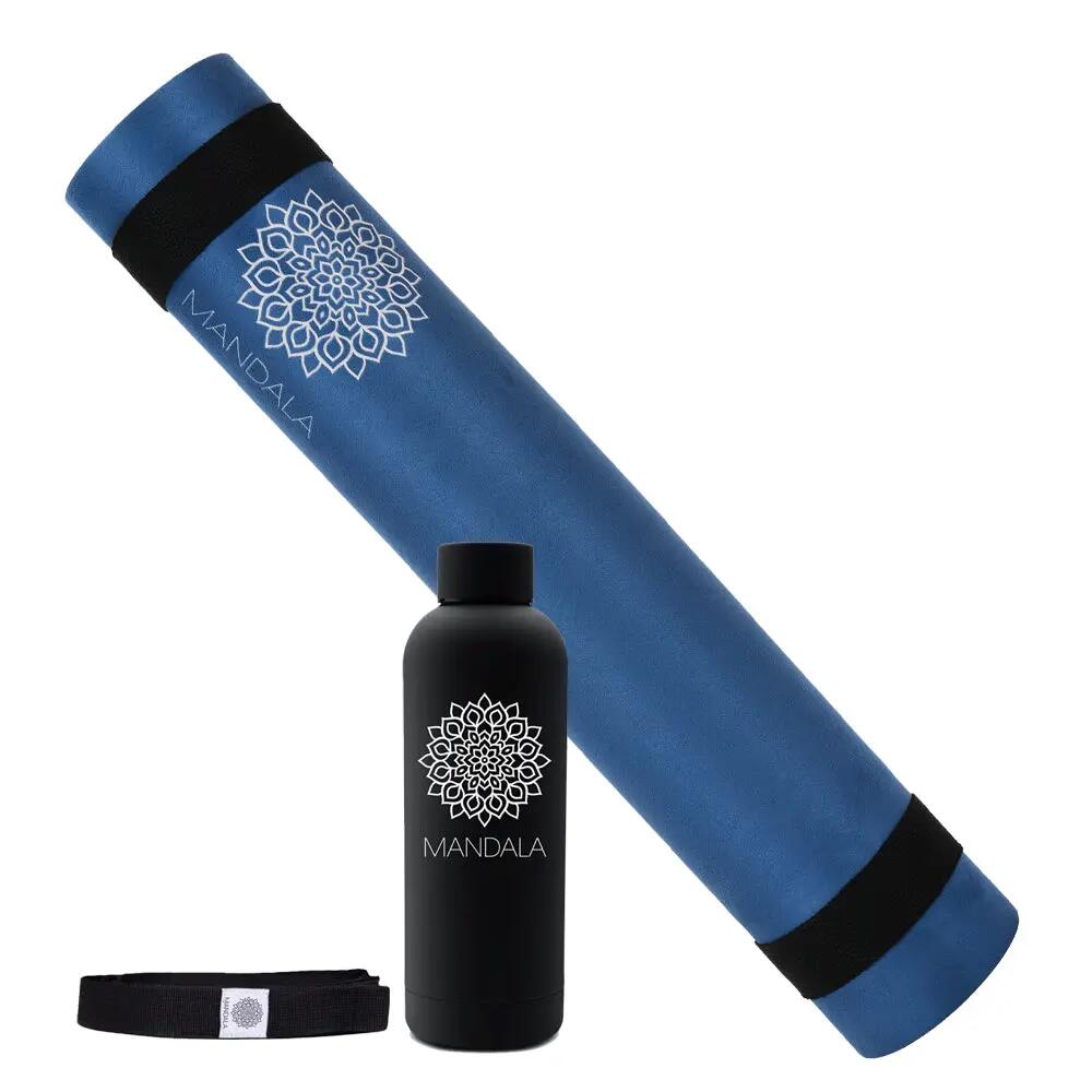 Mandala Yoga Mat Bundle 188x61cm, Strap and Bottle