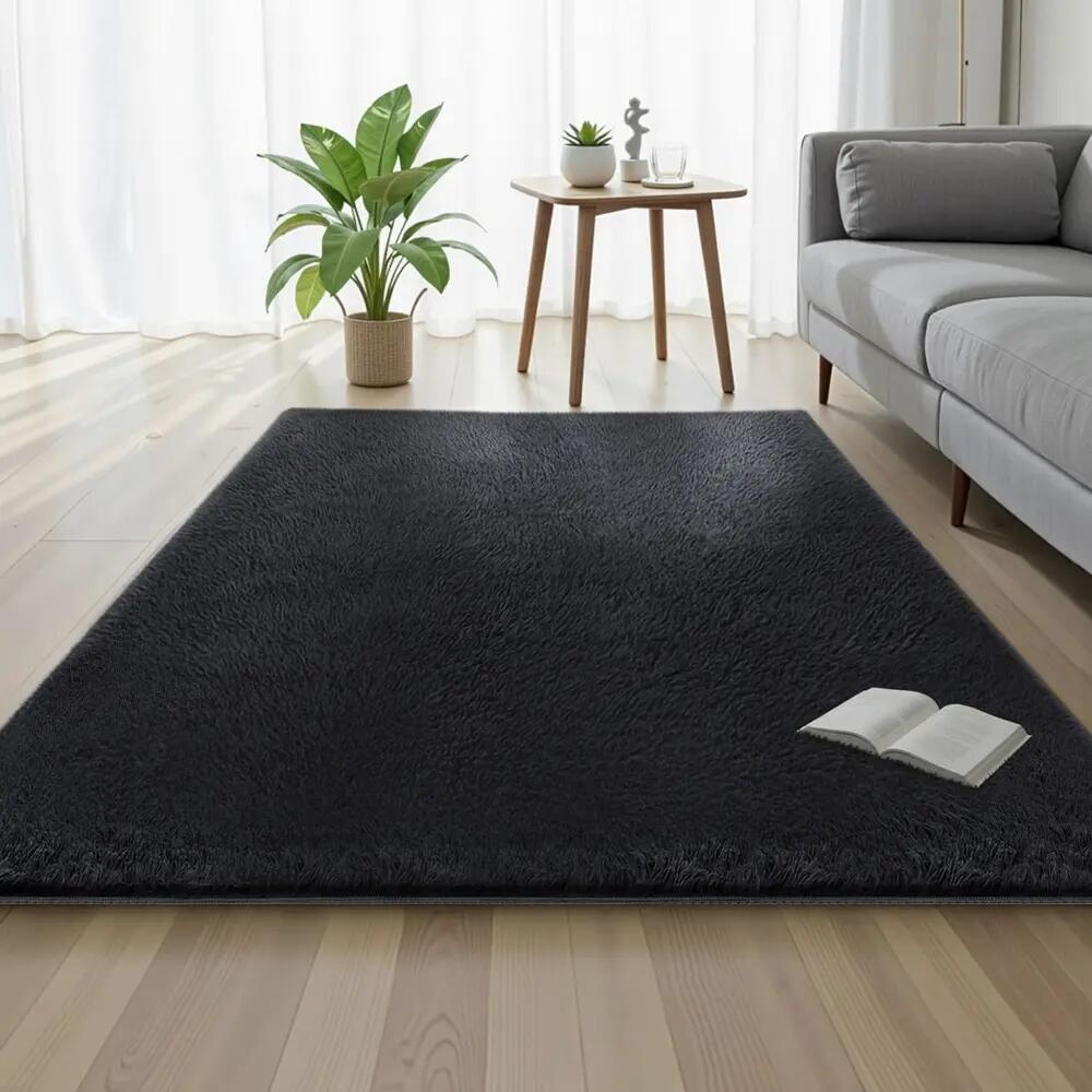 Artiss Floor Rug 140x200cm Plush Area Shaggy Rug Living Room Bedroom Carpet Blac