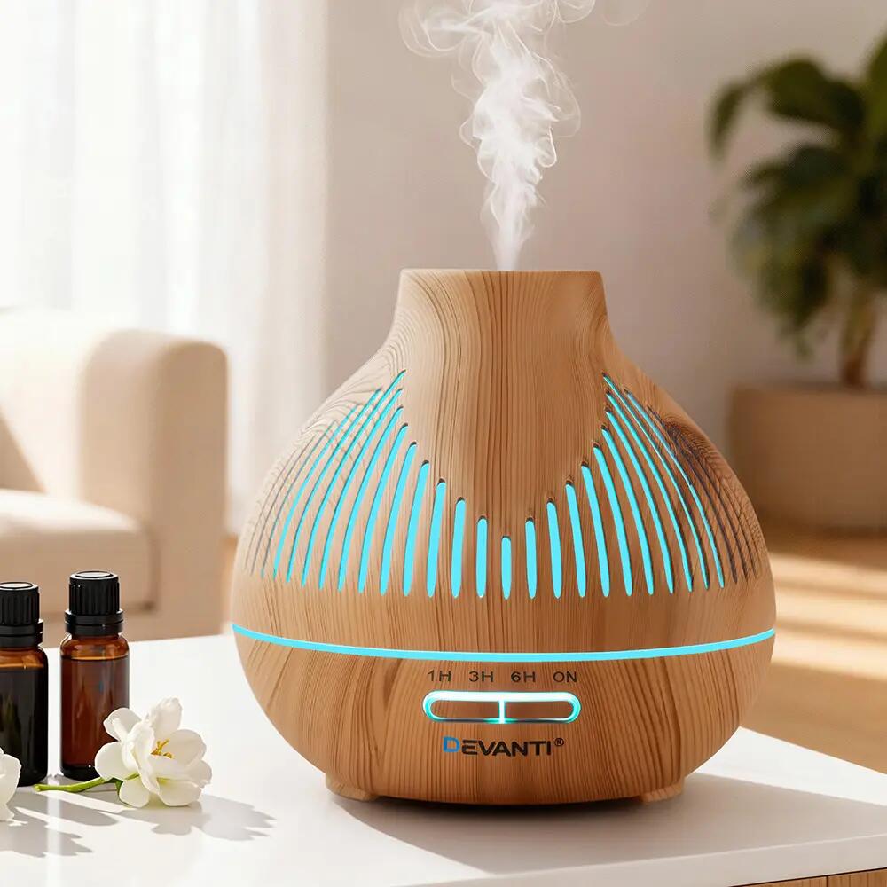 Devanti Ultrasonic Aroma Diffuser Aromatherapy 400ml LED Lights Iron Humidifier