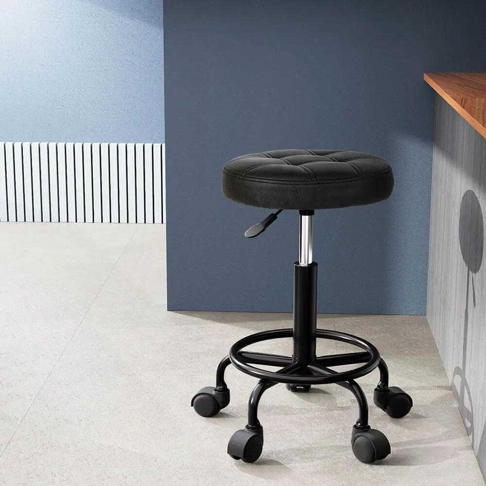 Artiss Salon Stool Round Swivel Chairs Black