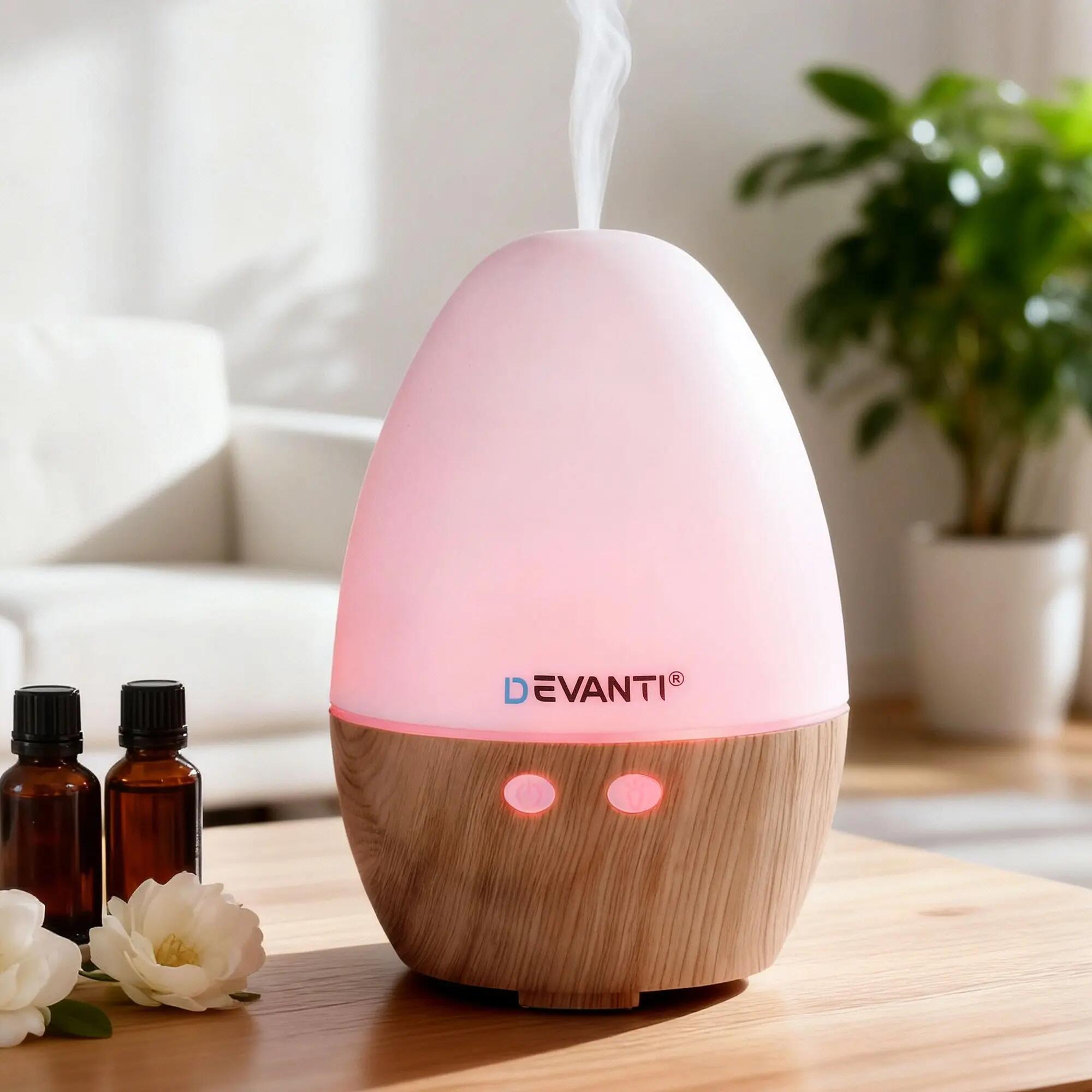 Devanti Ultrasonic Aroma Diffuser Aromatherapy 130ml LED Lights Iron Humidifier