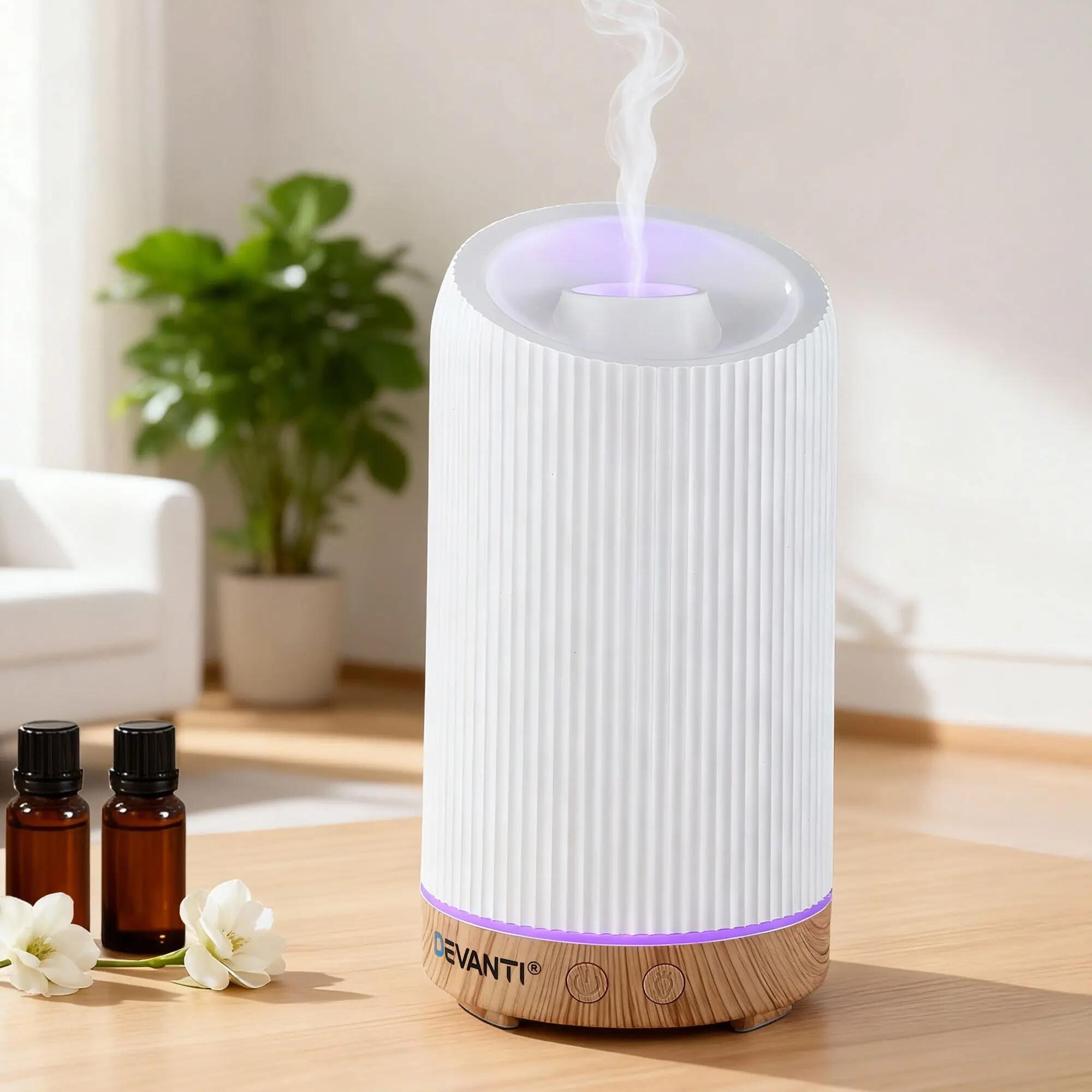 Devanti Ultrasonic Aroma Diffuser Aromatherapy 200ml LED Lights Iron Humidifier