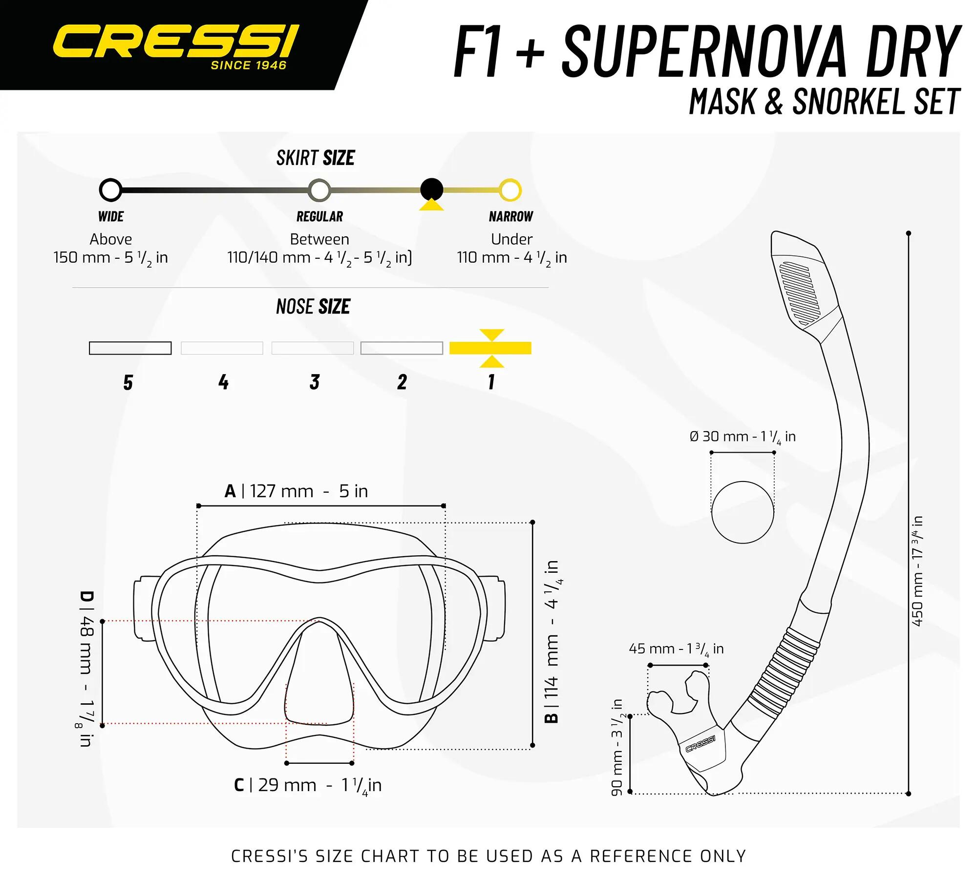 Cressi Zestaw Maska F1 + Fajka Supernova Dry zestaw do snorkelingu i nurkowania 5/5
