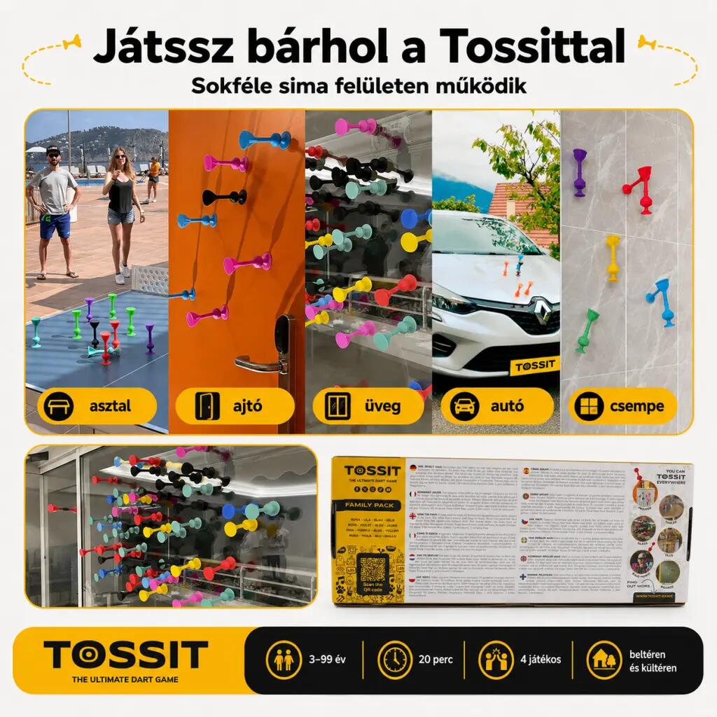 Family Pack tapadókorongos szilikon darts játék, 7 játékmóddal 5/5