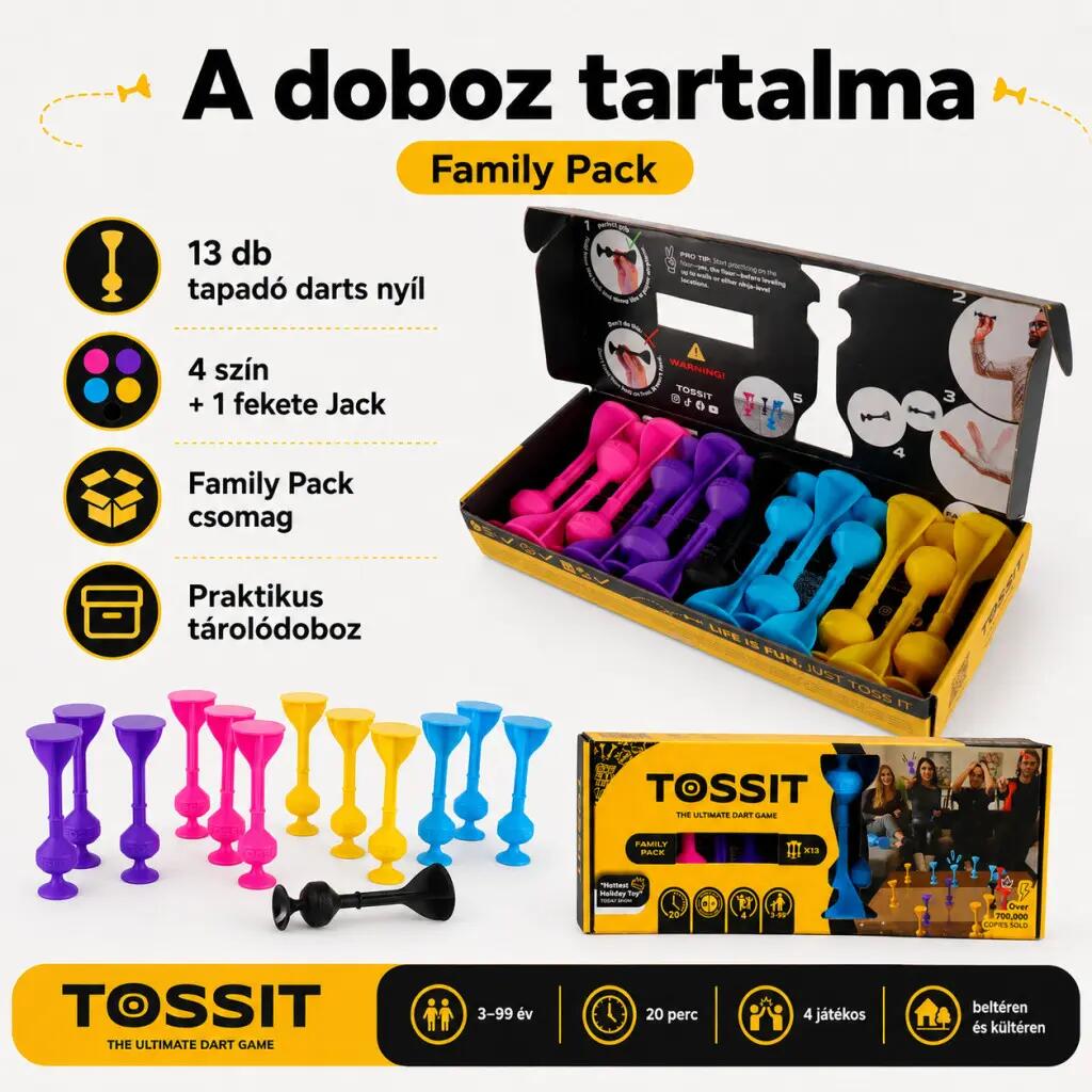 Family Pack tapadókorongos szilikon darts játék, 7 játékmóddal 2/5