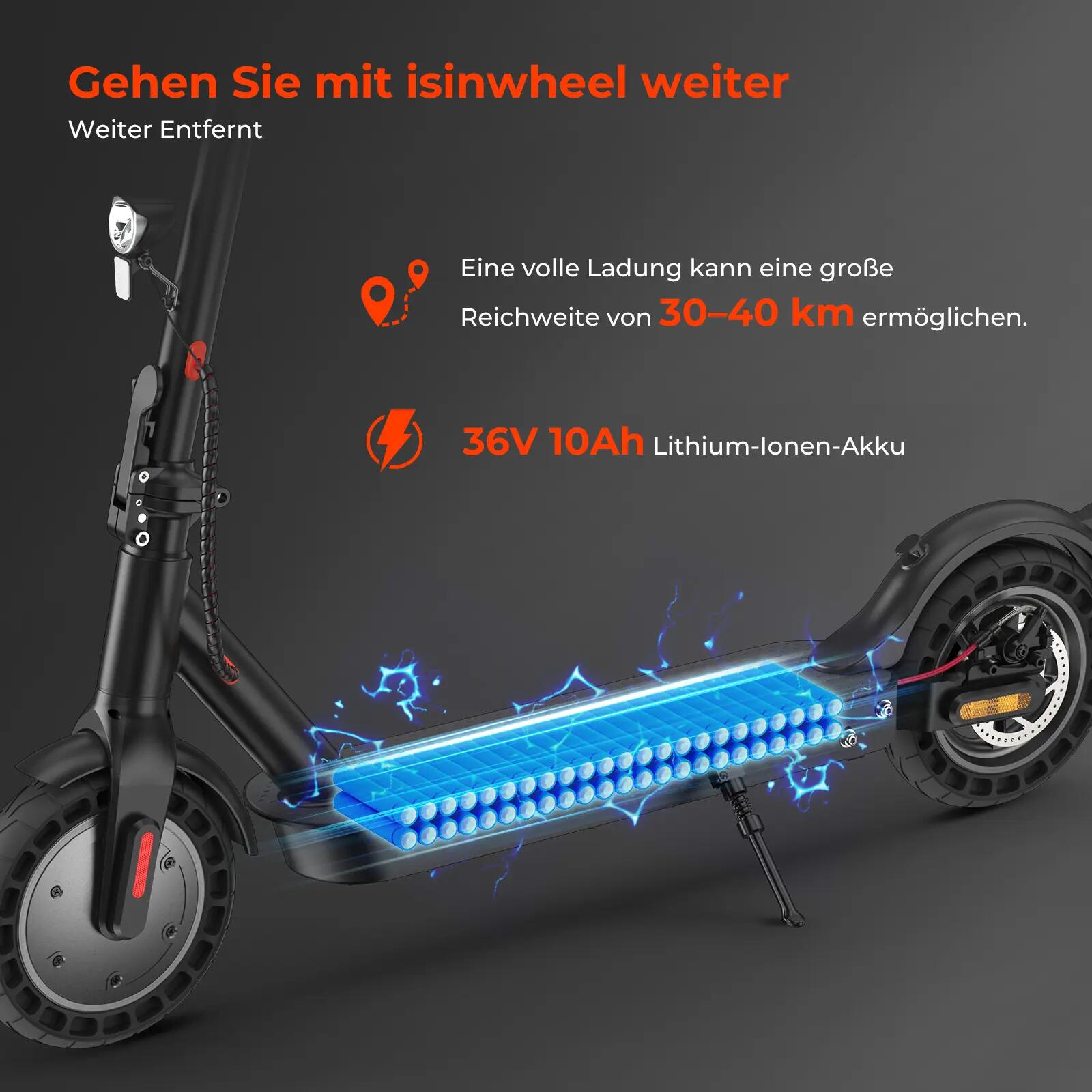 Trottinette électrique Isinwheel E9T Max 10 pouces, batterie 36 V 10 Ah 4/6