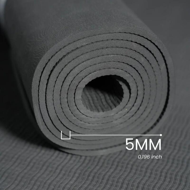 Rebuwo Çift Çizgi Tasarım TPE Yoga ve Pilates Egzersiz Matı 5 mm - Gri