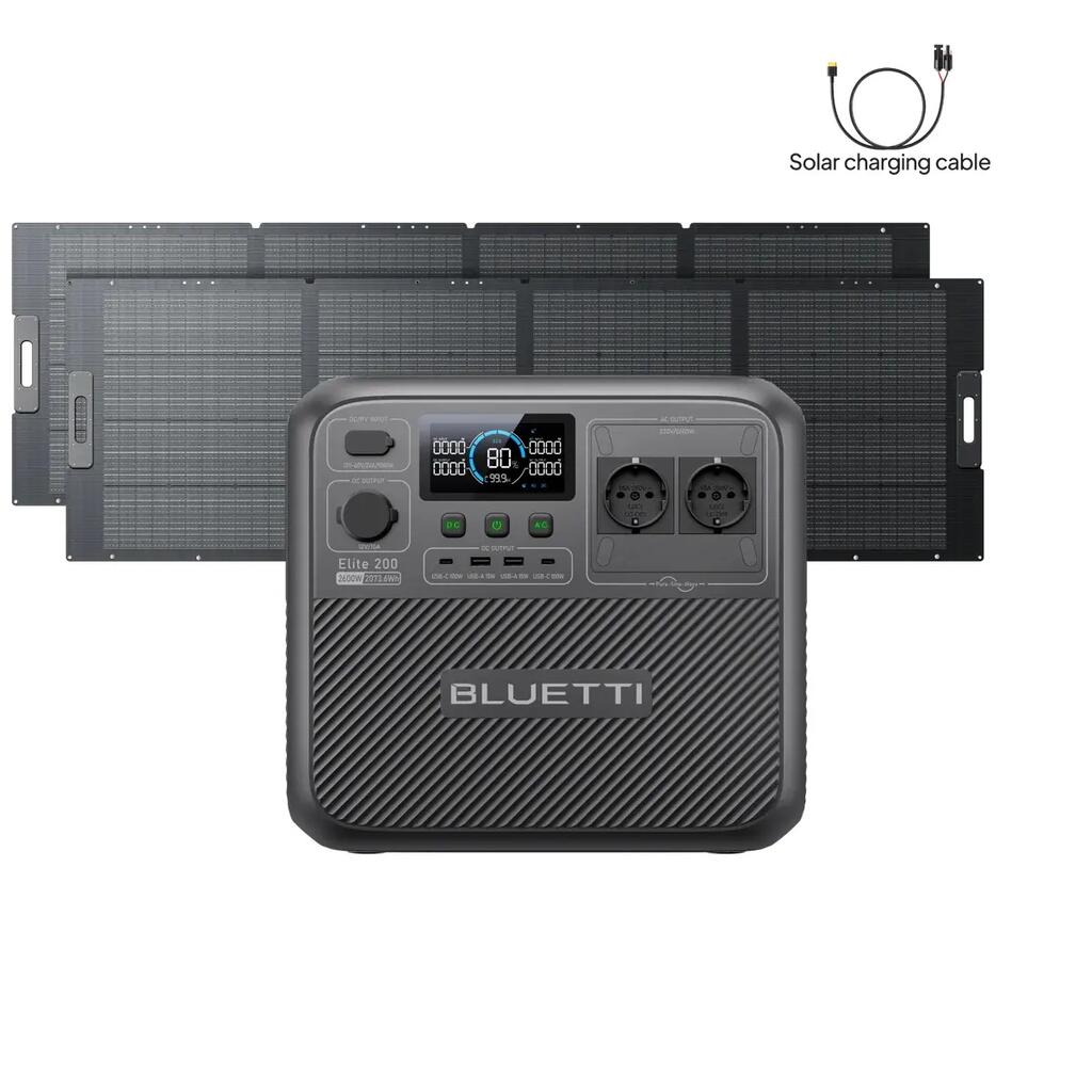Електрическата станция Elite 200 V2 + 2×350W слънчеви панела, 2073Wh за къмпинг
