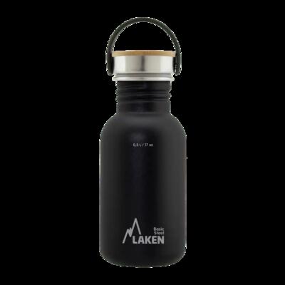 Borraccia in acciaio inox Basic Steel con tappo Bamboo – LAKEN