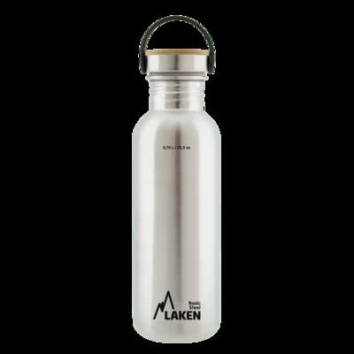 Borraccia in acciaio inox Basic Steel con tappo Bamboo – LAKEN