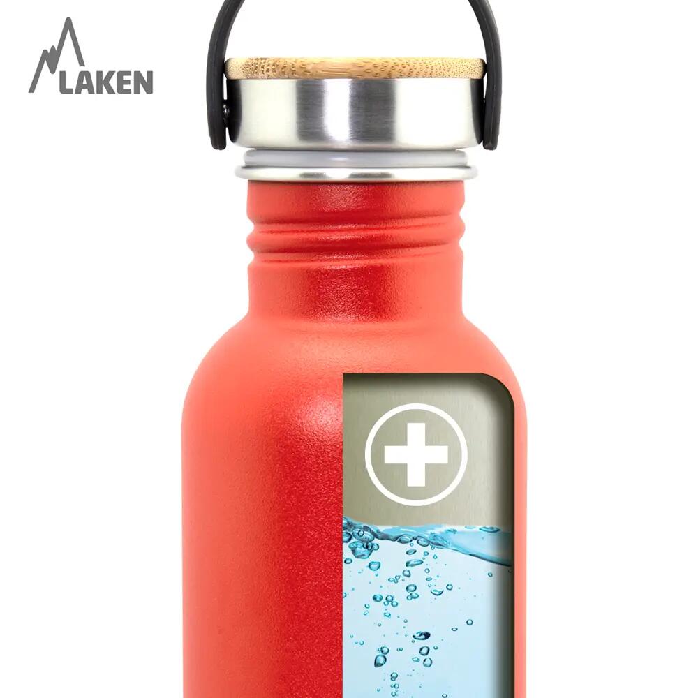 Borraccia in acciaio inox Basic Steel con tappo Bamboo – LAKEN 3/3