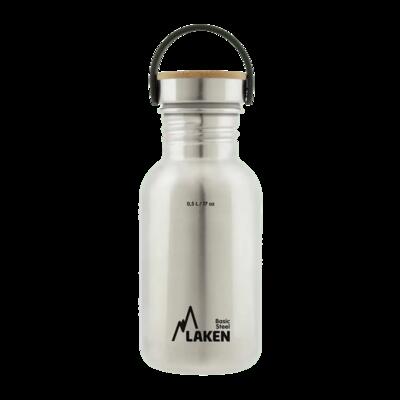 Borraccia in acciaio inox Basic Steel con tappo Bamboo – LAKEN