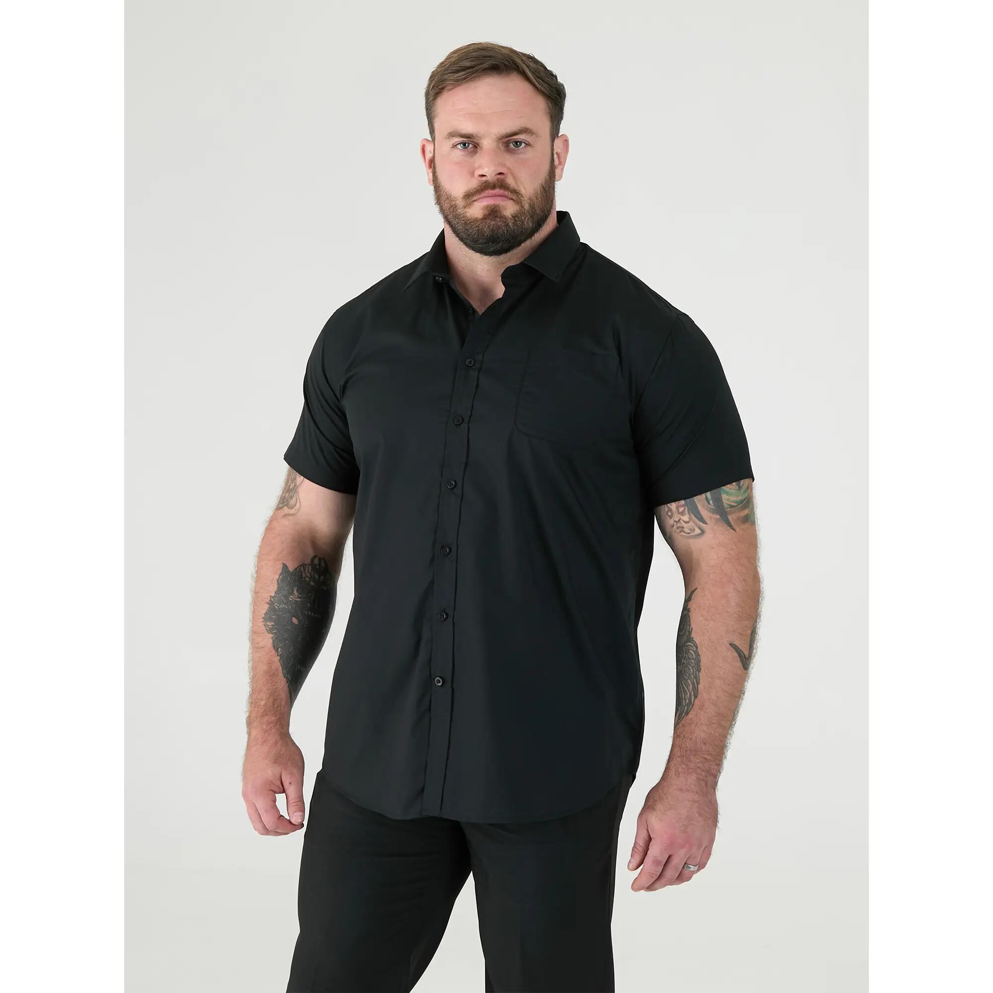 Camicia Kingsize Facile Da Stirare Maniche Corte Uomo Duke D555 Aeron Nero 4/6