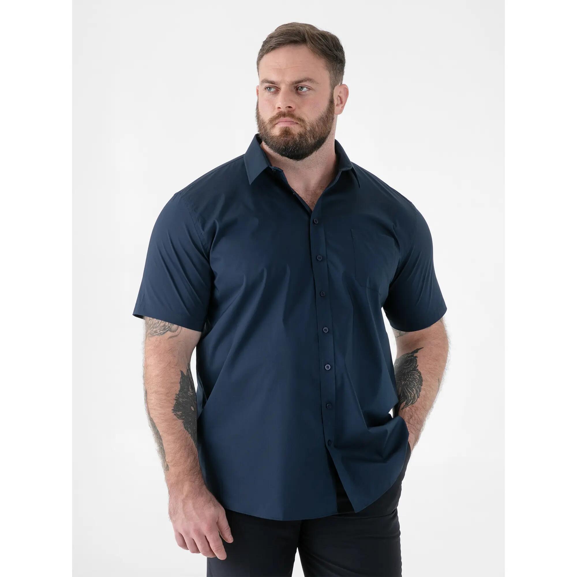 Camicia Elasticizzato Kingsize Maniche Corte Uomo Duke D555 Lucas Blu Navy 4/6