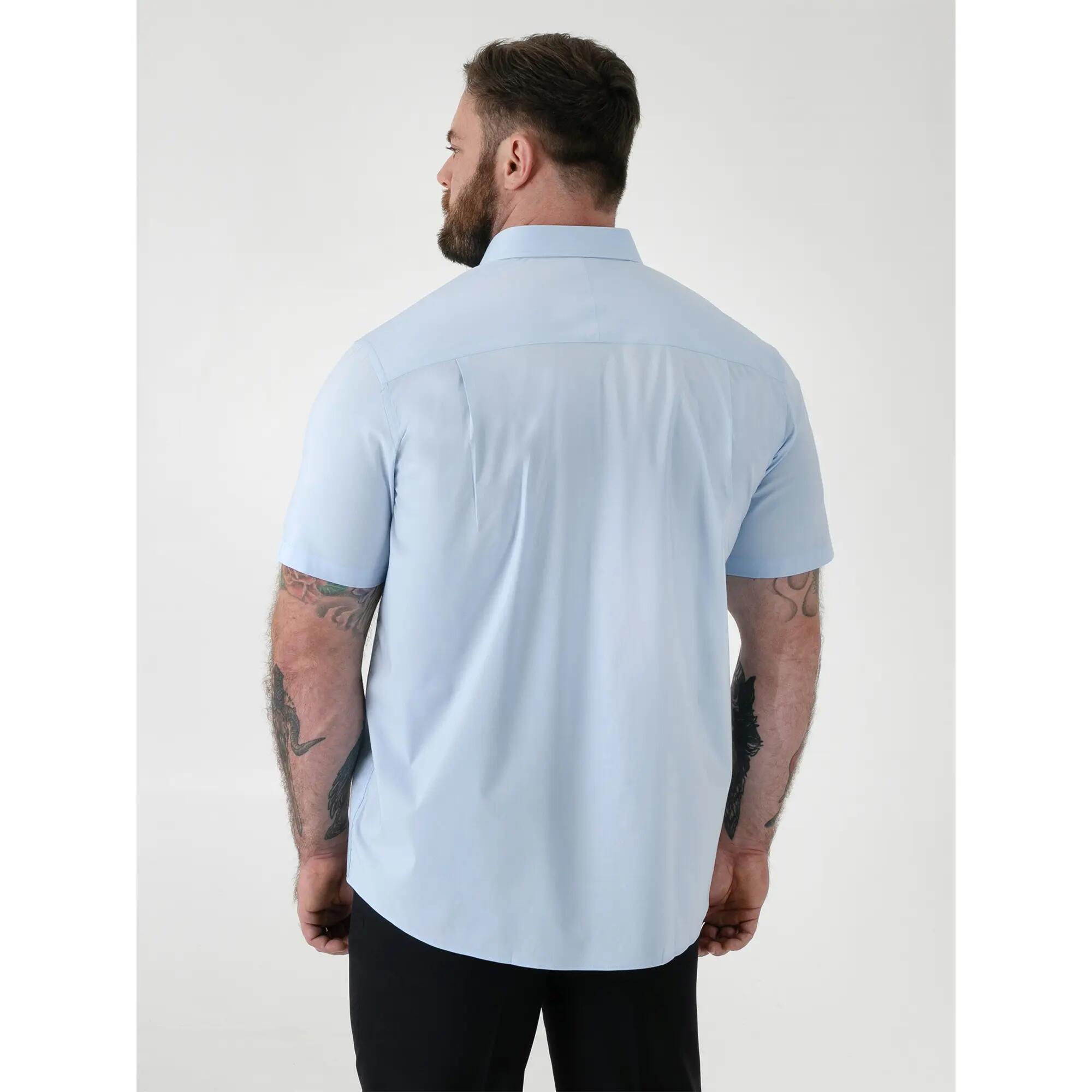 Camicia Elasticizzato Kingsize Maniche Corte Uomo Duke D555 Lucas Azzurro 5/6
