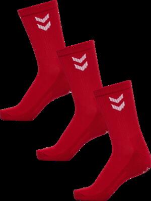 Hummel fundamental smu 3-pack lage sokken tango red