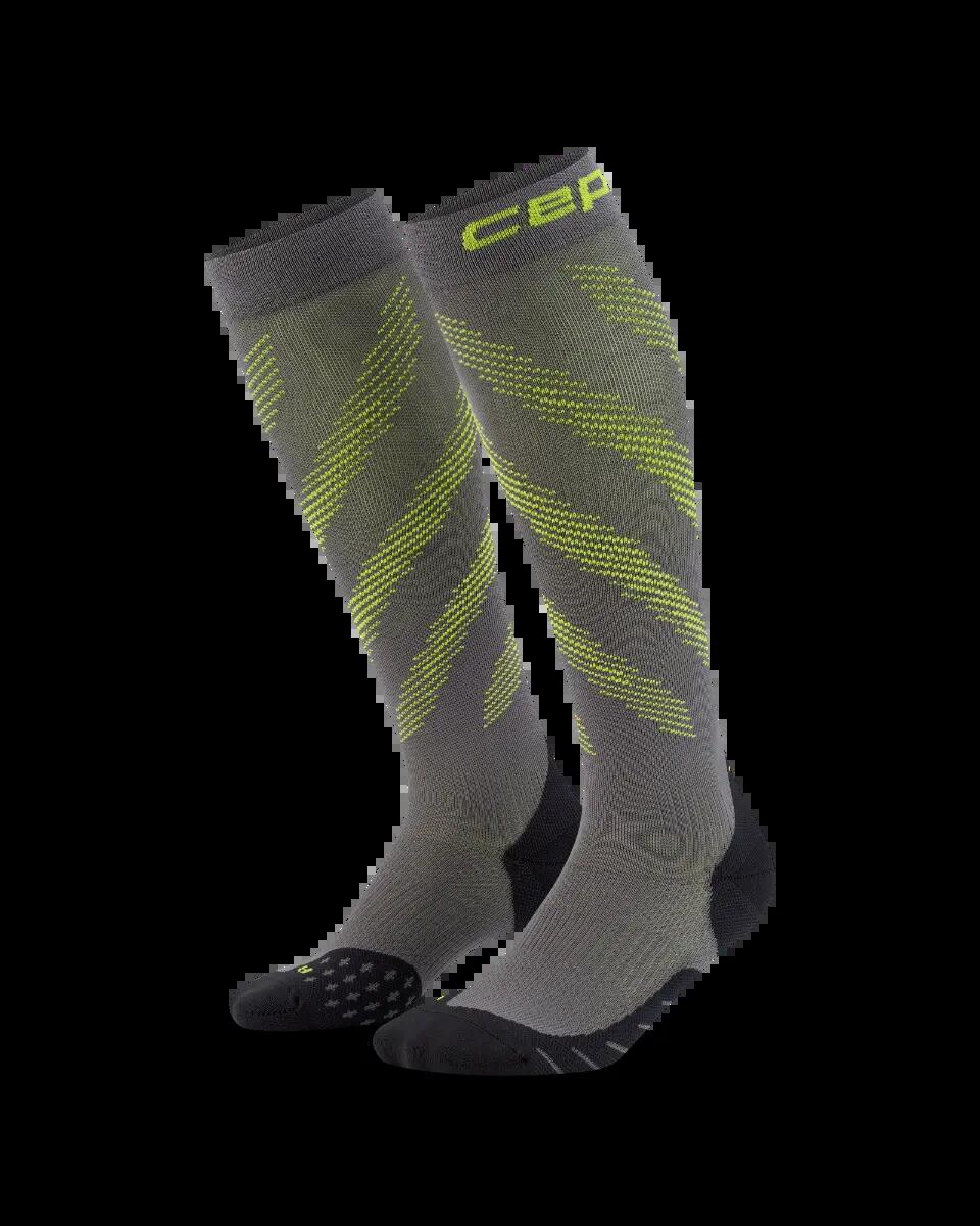 Șosete compresie CEP Run Edition Elliptic Tall bărbați - gri închis / verde lime 2/3
