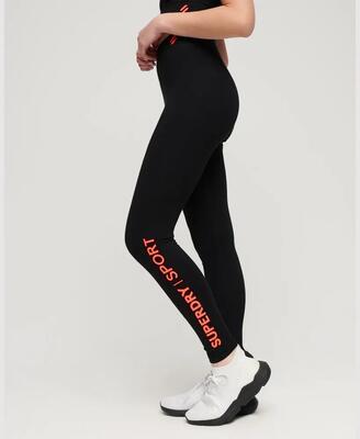Superdry core sports high waisted legging — zwart/coral – black/coral