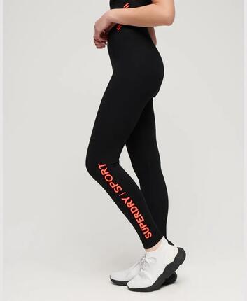 superdry Core Sports High Waisted Leggings — Schwarz/Coral – Black/Coral