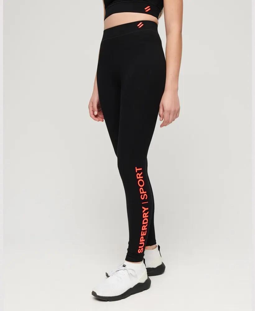 superdry Leggings Core Sports cintura alta — Preto/Coral 2/4