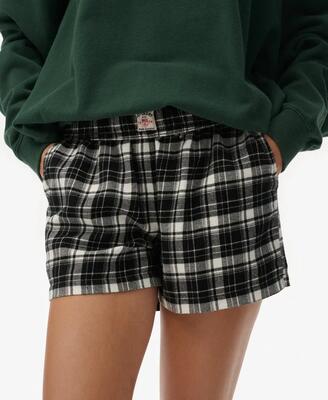 Superdry cotton check elastic shorts – wijde shorts van biologisch katoen –