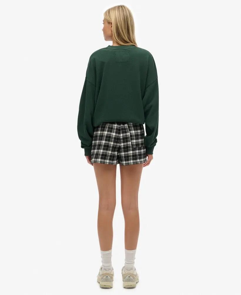 superdry Cotton Check Elastic Shorts in cotone biologico, vestibilità wide 6/6