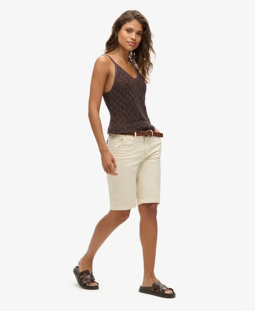 superdry Chino City Short damskie Oyster Cream, bawełniany mix 2/3
