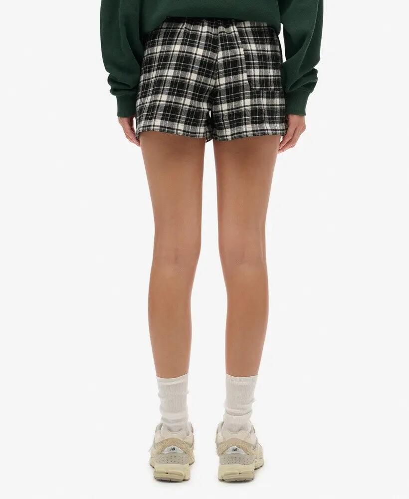 superdry Cotton Check Elastic Shorts in cotone biologico, vestibilità wide 5/6