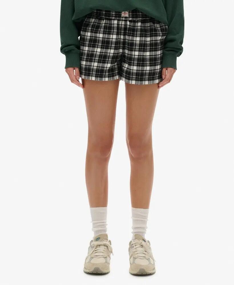 superdry Cotton Check Elastic Shorts in cotone biologico, vestibilità wide 4/6