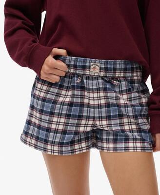 Superdry cotton check elastic shorts – wijde shorts van biologisch katoen –