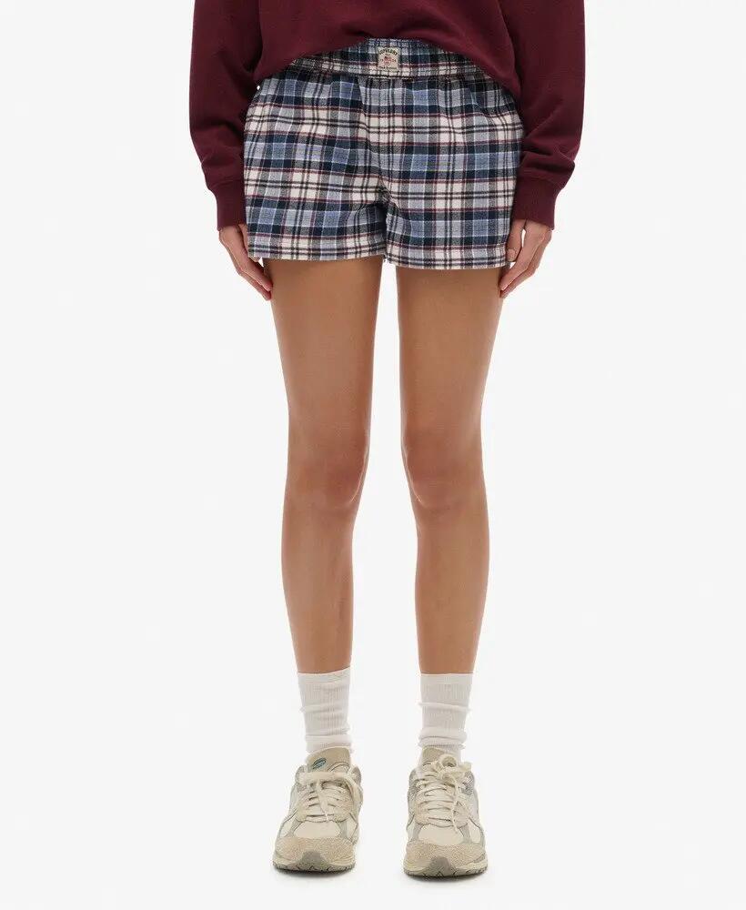 superdry Cotton Check Elastic Shorts – Calções largos em algodão orgânico – 5/6