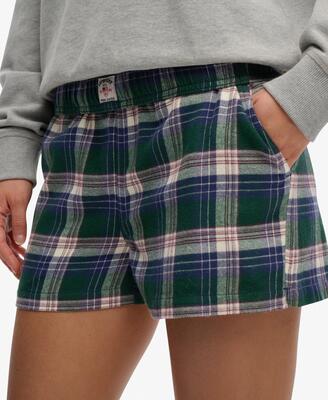 Superdry cotton check elastic shorts – wijde shorts van biologisch katoen –