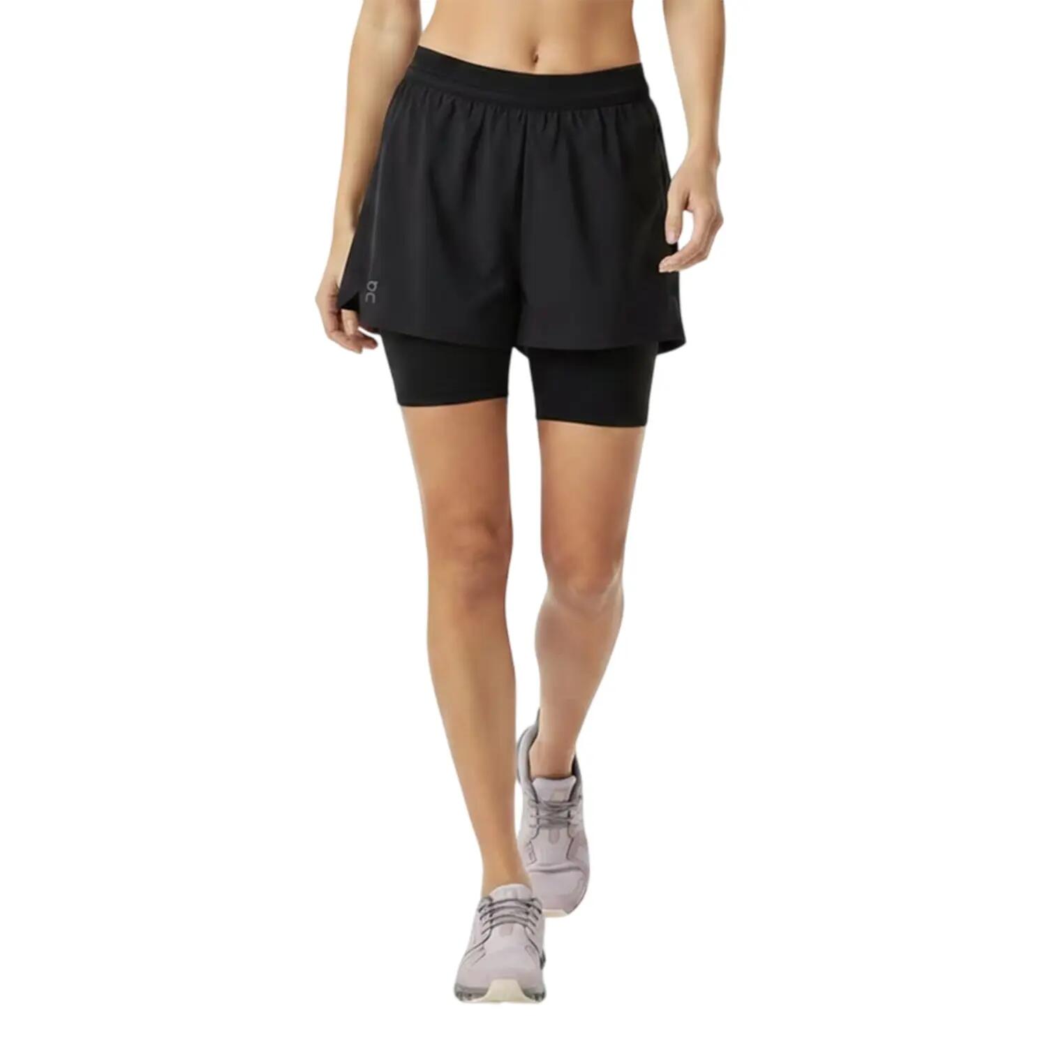 Pantaloncini Da Corsa 2 In 1 Donna On Running Performance Nero 4/4