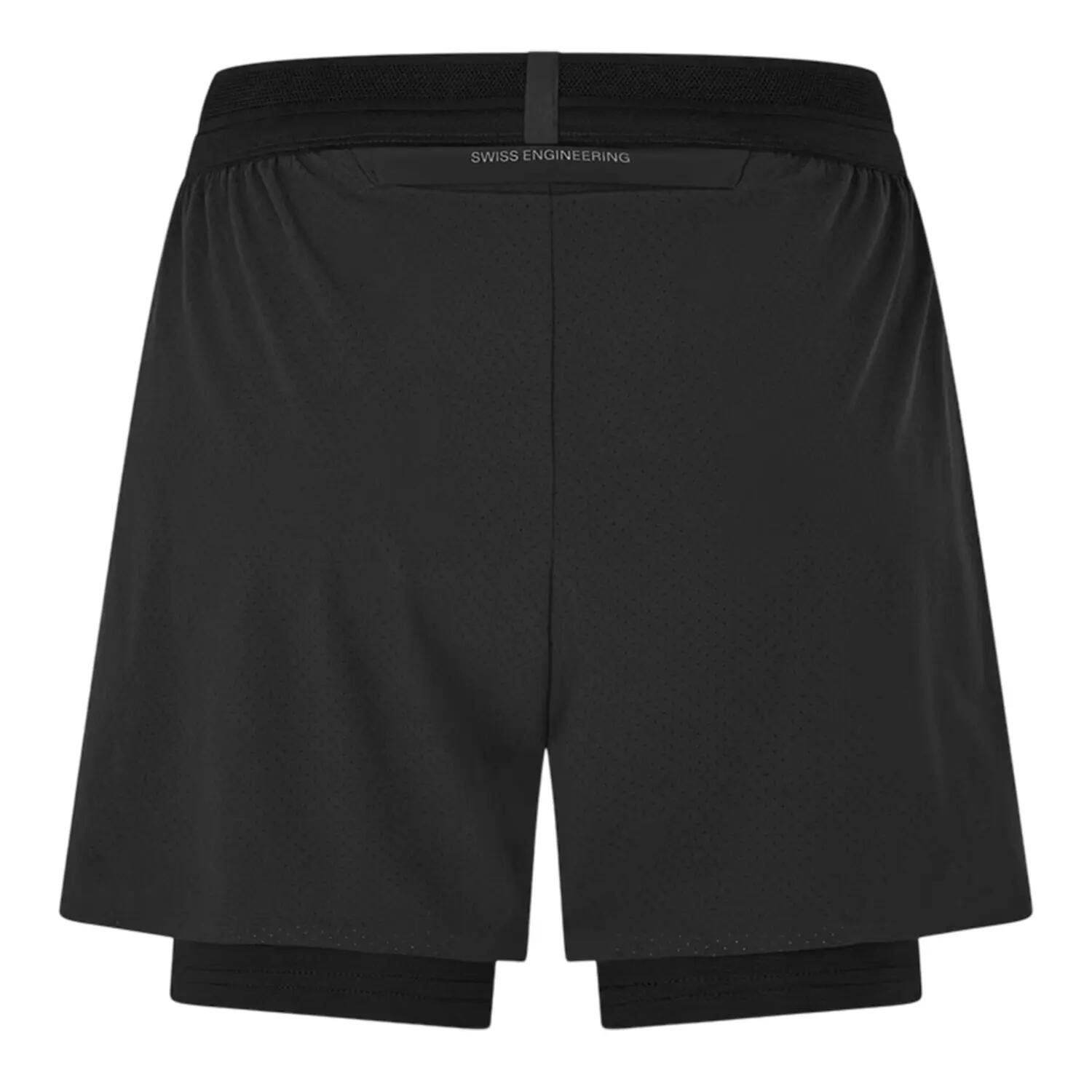Pantaloncini Da Corsa 2 In 1 Donna On Running Performance Nero 3/4