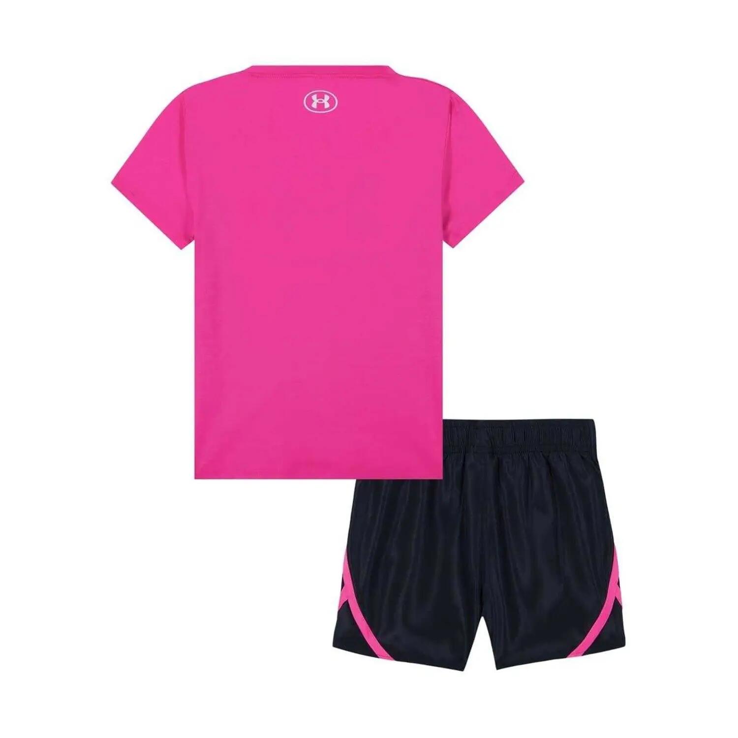 Girls Polyester Blend TShirt & Shorts Set (Pink) 2/4