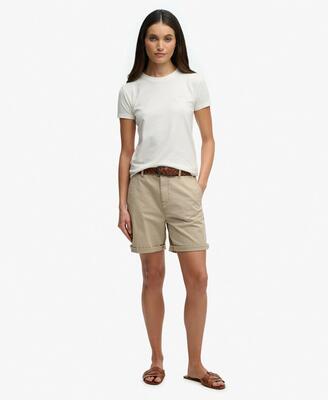 Superdry chino shorts van katoen met stretch – relaxed fit – stonewash taupe