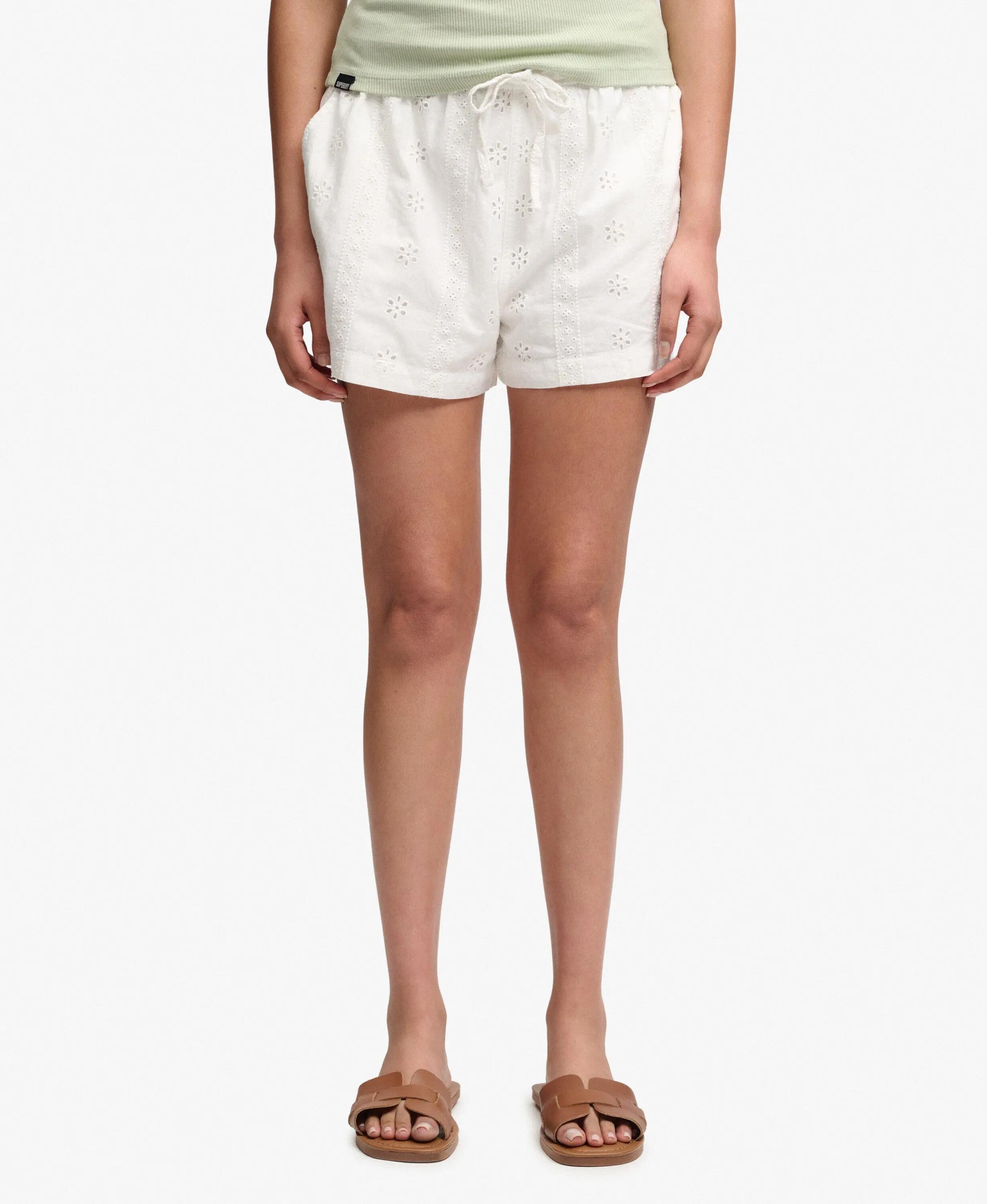 superdry Cotton Broderie Beach Shorts – fijne broderie, 100% katoen – OFF WHITE 4/7