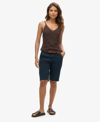 Superdry chino city short dames van rekbare katoen – midnight navy