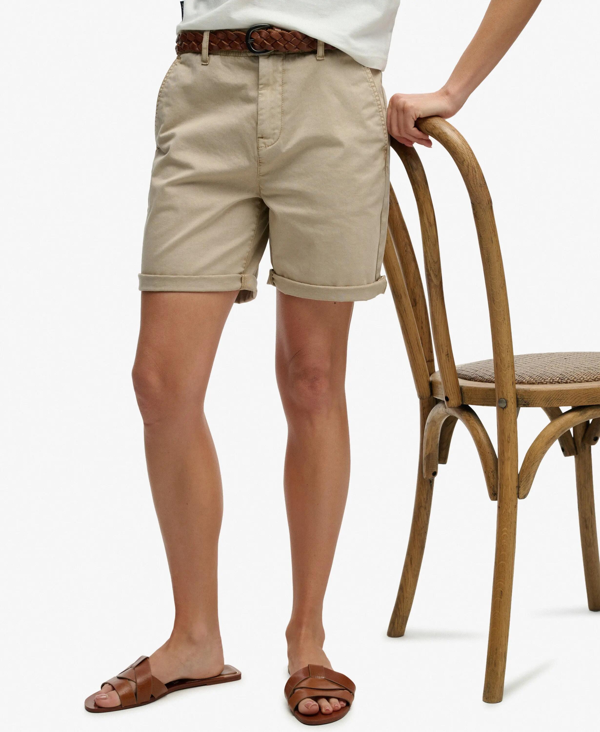 superdry Chino Shorts van katoen met stretch – relaxed fit – Stonewash Taupe 2/7