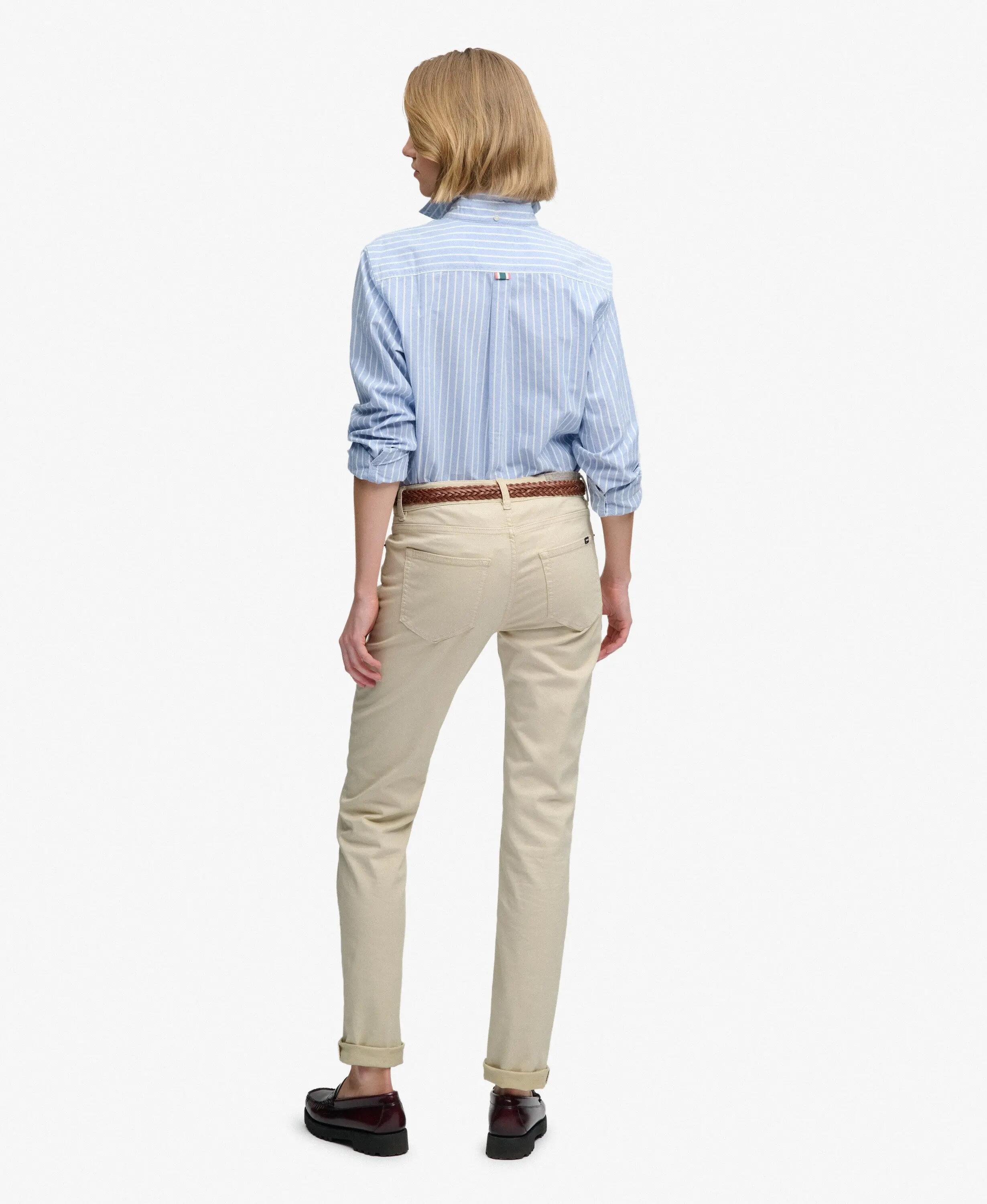 superdry Mid Rise Slim Sateen-Hose – Slim Fit – STONE 6/6