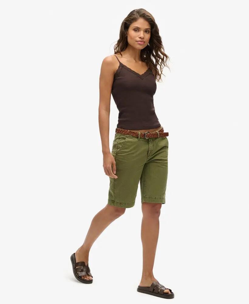superdry Chino City Short — algodão com elastano, feminino – Olive Khaki 2/3